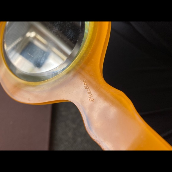 Vintage Pereline hand mirror pink & yellow - Picture 8 of 10